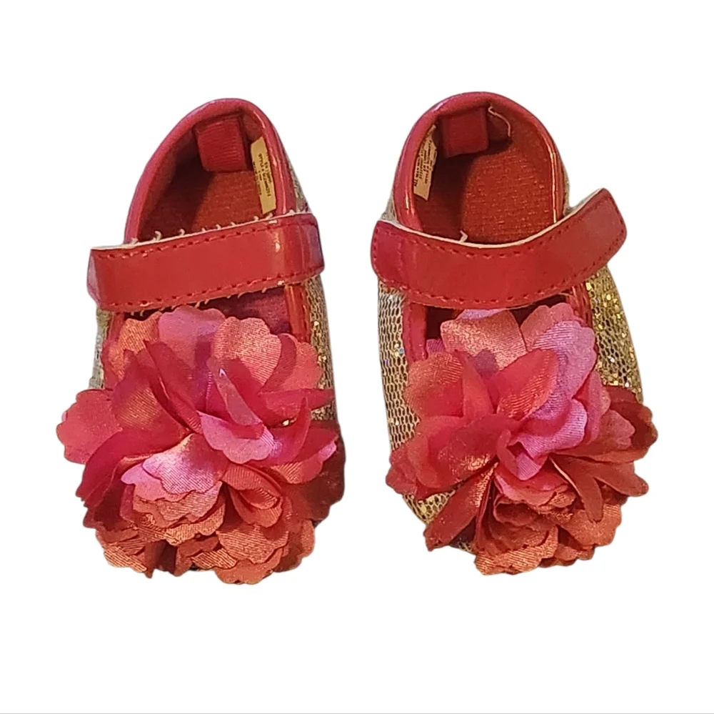Baby Girl Shoes Floral Polk-a-dot 3-6m